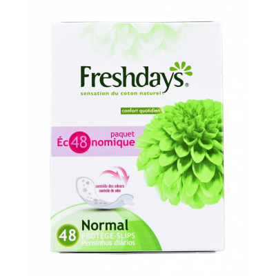 FRESHDAYS NATURAL COTTON FEEL DAILY COMFORT GREEN NORMAL 48 PANTYLINERS